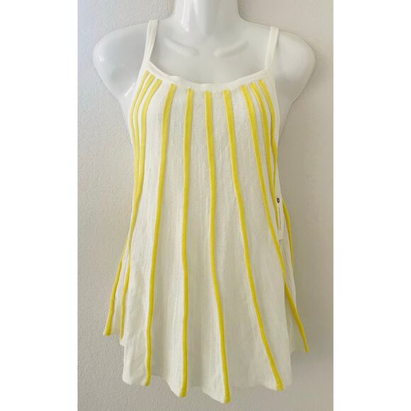 Maeve Anthropolgie NWT Super Soft White & Yellow Striped Tank Top Size Medium - Picture 2 of 6